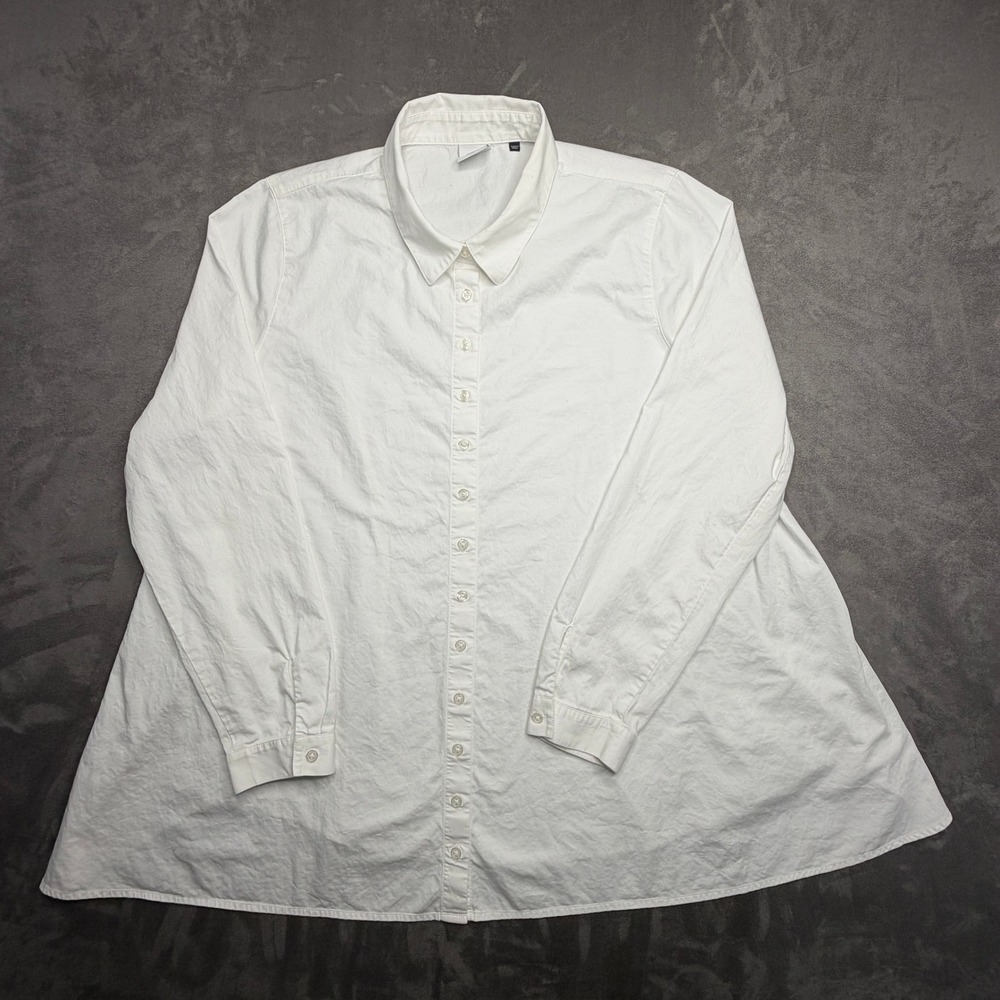Cabi Button Down Shirt Women XL White Long Sleeve Flared High-Low 3291 - Picture 2 of 9